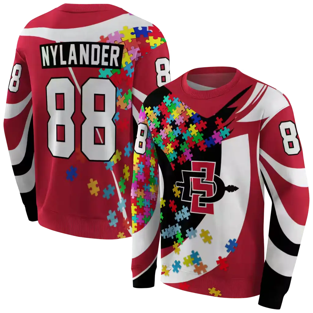 custom san diego state aztecs puzzle pieces red hoodie premium grade custom san diego state aztecs puzzle pieces red hoodie premium grade