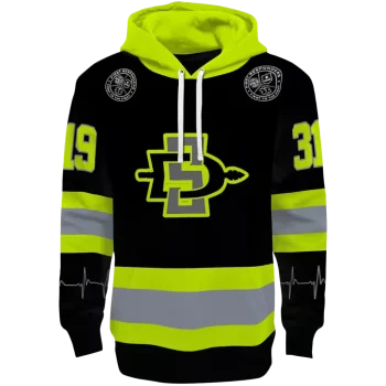 custom san diego state aztecs safety motif black neon green hoodie best selling