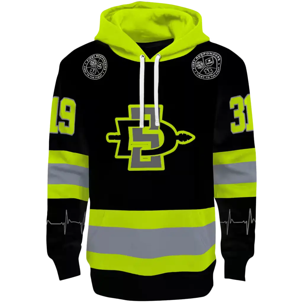 custom san diego state aztecs safety motif black neon green hoodie best selling custom san diego state aztecs safety motif black neon green hoodie best selling