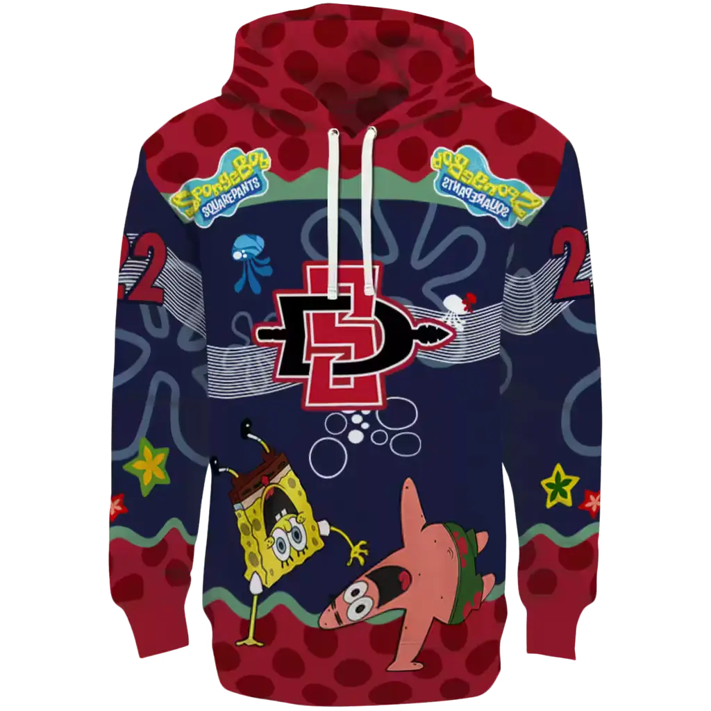 custom san diego state aztecs spongebob patrick star red navy hoodie best selling custom san diego state aztecs spongebob patrick star red navy hoodie best selling