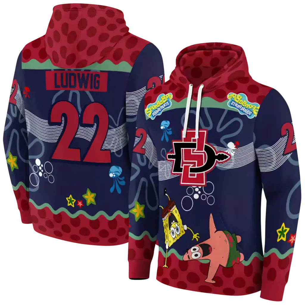 custom san diego state aztecs spongebob patrick star red navy hoodie fashion forward custom san diego state aztecs spongebob patrick star red navy hoodie fashion forward