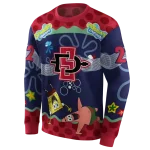custom san diego state aztecs spongebob patrick star red navy hoodie best selling
