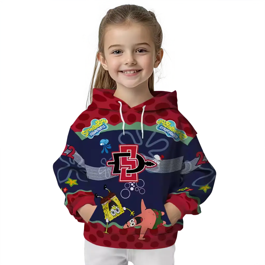 custom san diego state aztecs spongebob patrick star red navy hoodie top rated custom san diego state aztecs spongebob patrick star red navy hoodie top rated