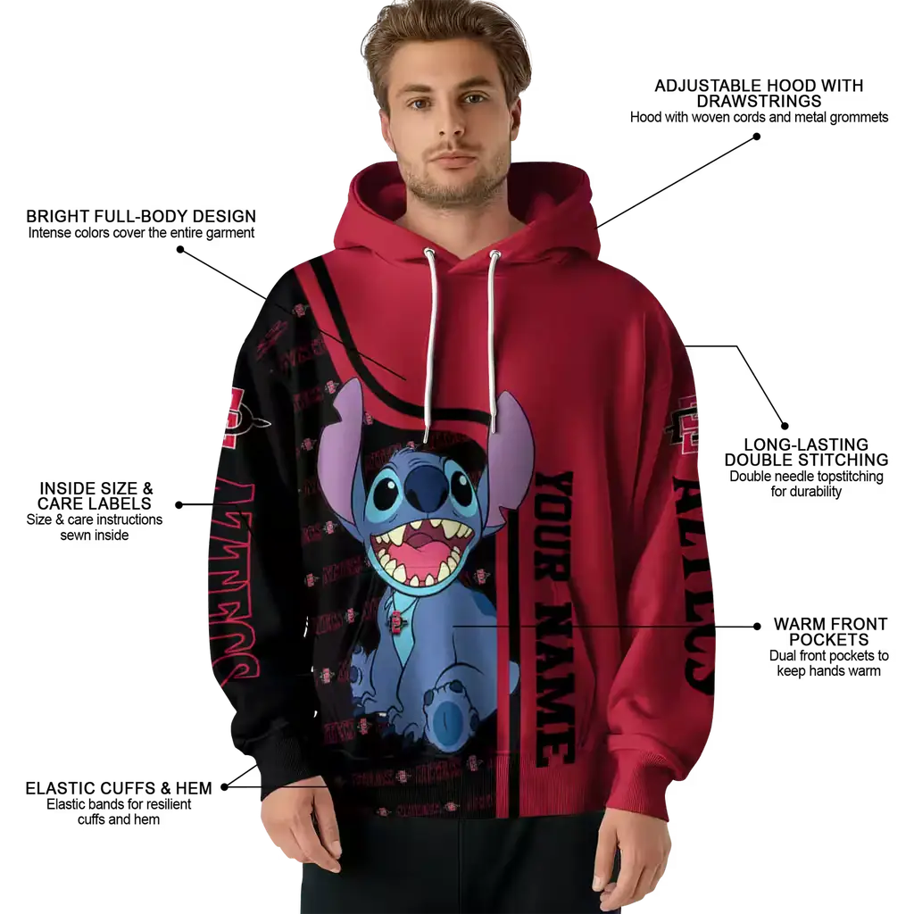 custom san diego state aztecs stitch red hoodie latest model custom san diego state aztecs stitch red hoodie latest model