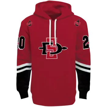 custom san diego state aztecs striped sleeves red hoodie best selling