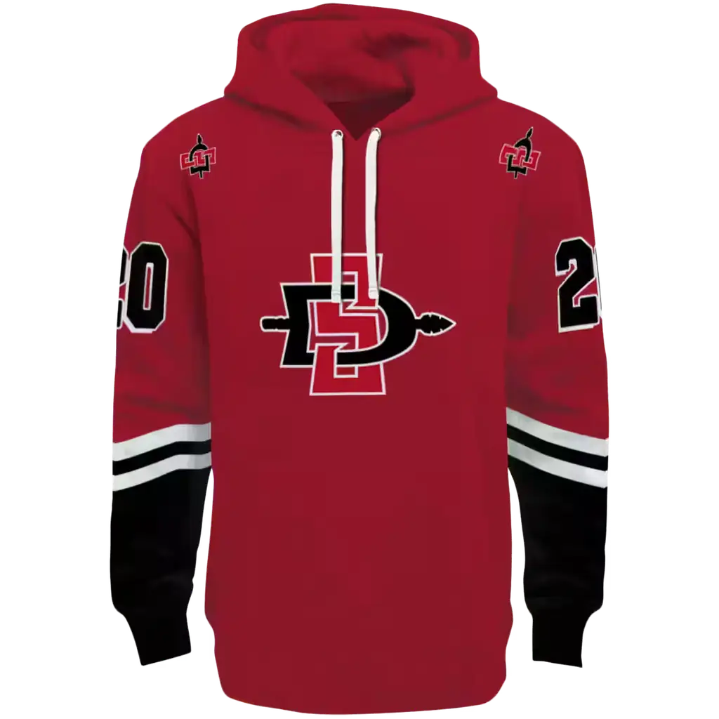 custom san diego state aztecs striped sleeves red hoodie best selling custom san diego state aztecs striped sleeves red hoodie best selling