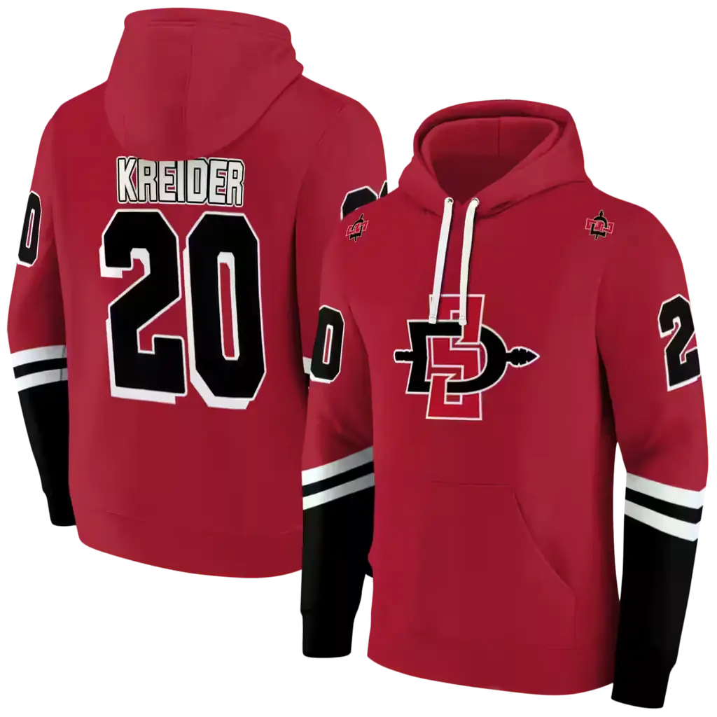 custom san diego state aztecs striped sleeves red hoodie fashion forward custom san diego state aztecs striped sleeves red hoodie fashion forward