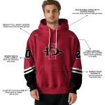 custom san diego state aztecs striped sleeves red hoodie best selling