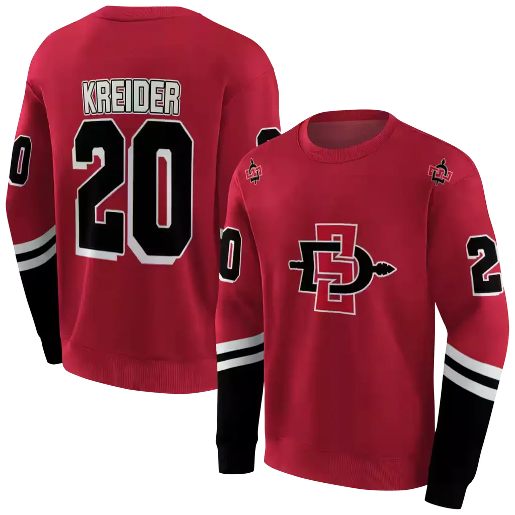 custom san diego state aztecs striped sleeves red hoodie premium grade custom san diego state aztecs striped sleeves red hoodie premium grade