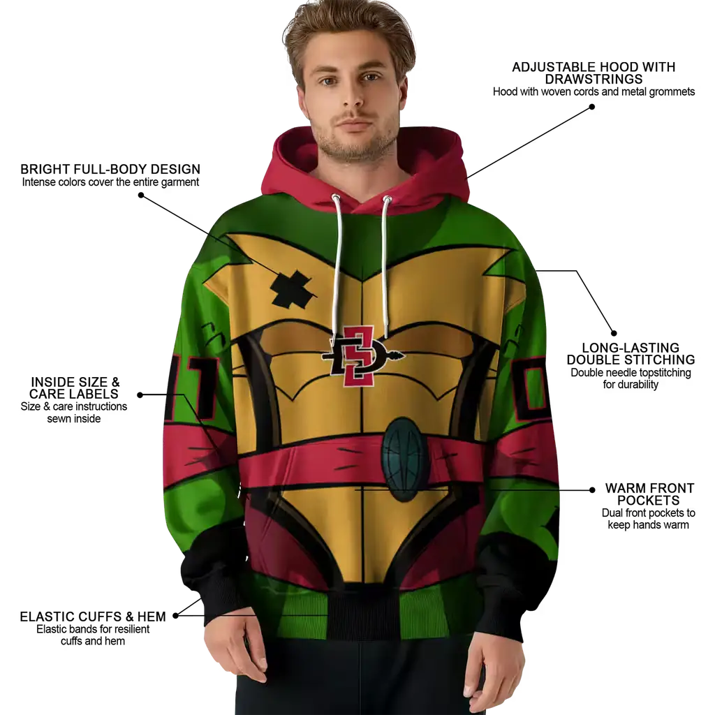 custom san diego state aztecs superhero armor red green hoodie latest model custom san diego state aztecs superhero armor red green hoodie latest model