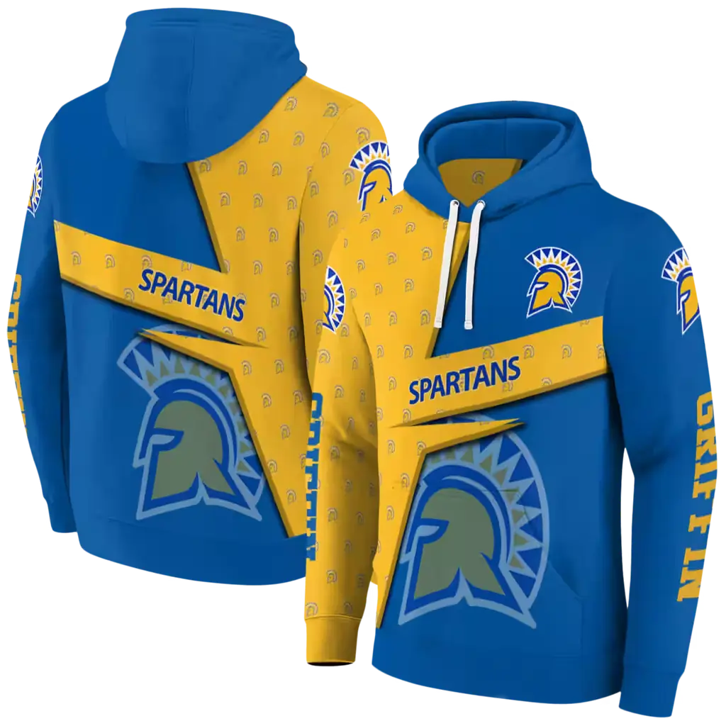 custom san jose state spartans abstract shape blue hoodie fashion forward custom san jose state spartans abstract shape blue hoodie fashion forward