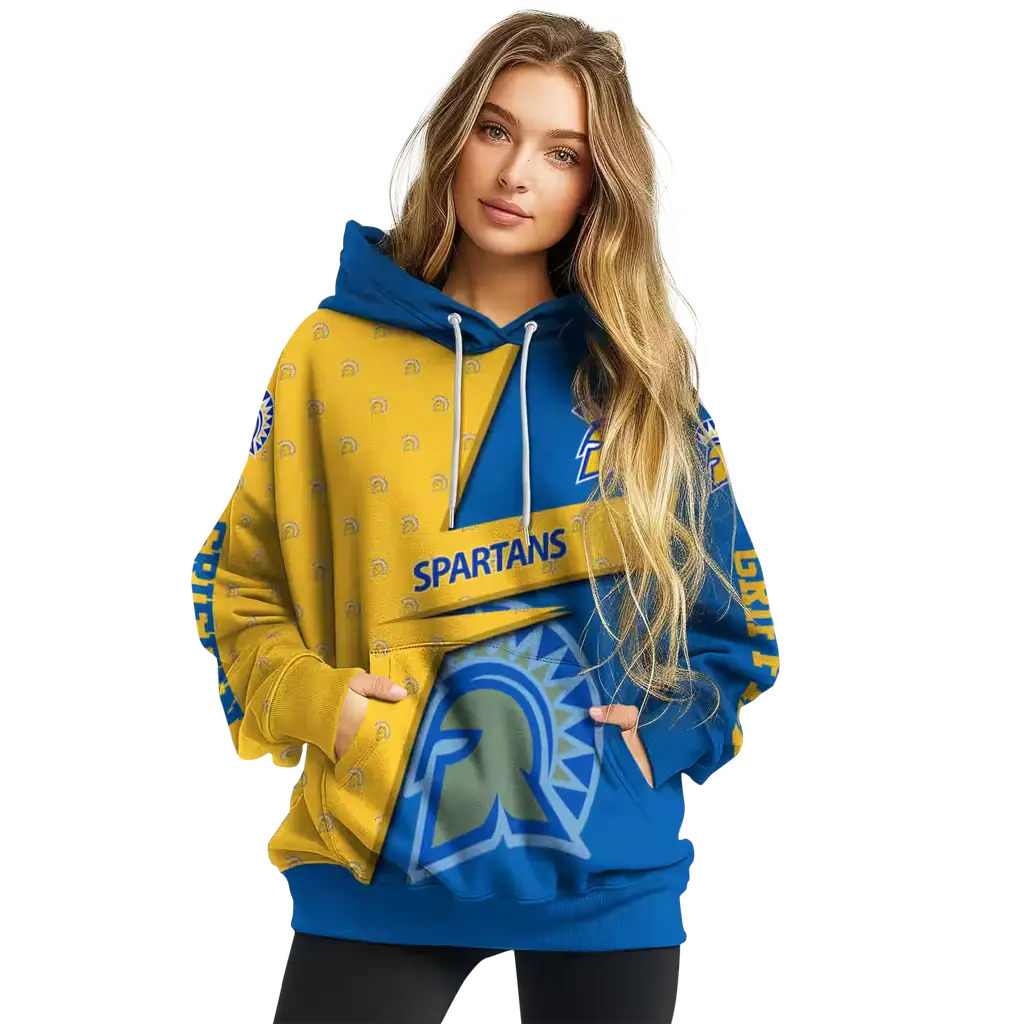 custom san jose state spartans abstract shape blue hoodie high quality custom san jose state spartans abstract shape blue hoodie high quality