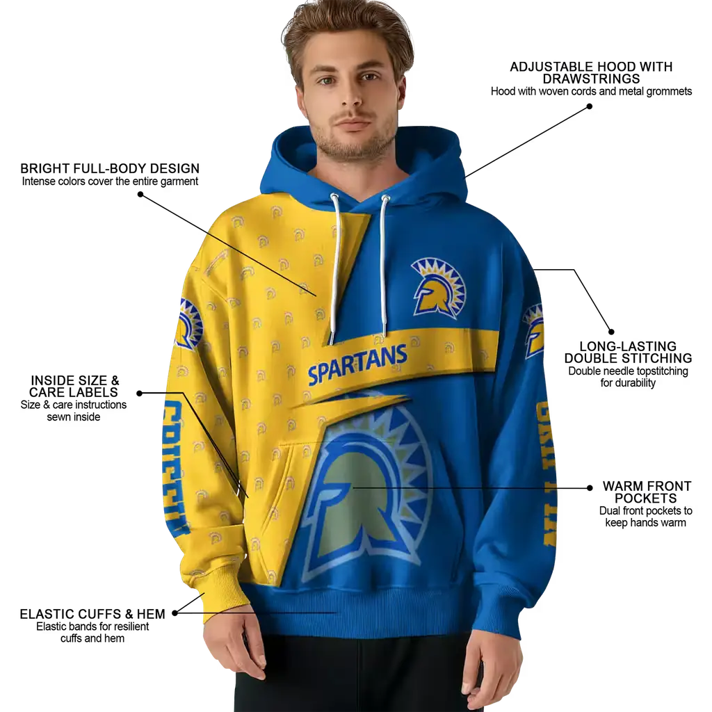 custom san jose state spartans abstract shape blue hoodie latest model custom san jose state spartans abstract shape blue hoodie latest model