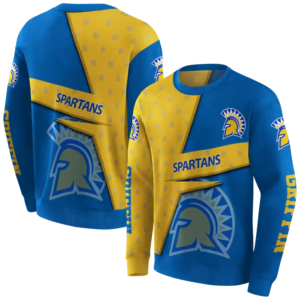 custom san jose state spartans abstract shape blue hoodie premium grade custom san jose state spartans abstract shape blue hoodie premium grade