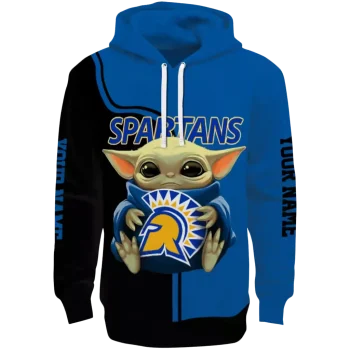 custom san jose state spartans baby yoda blue black hoodie best selling