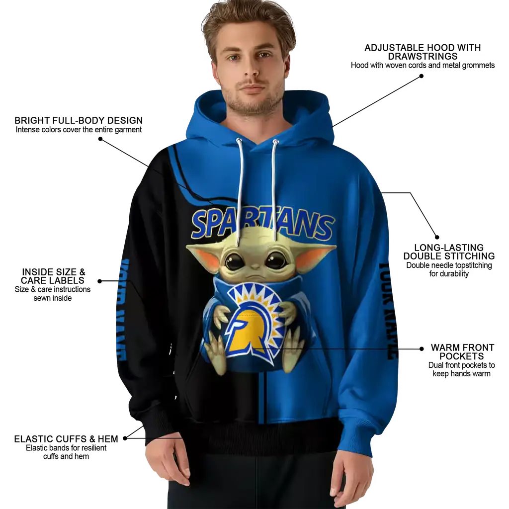 custom san jose state spartans baby yoda blue black hoodie latest model custom san jose state spartans baby yoda blue black hoodie latest model