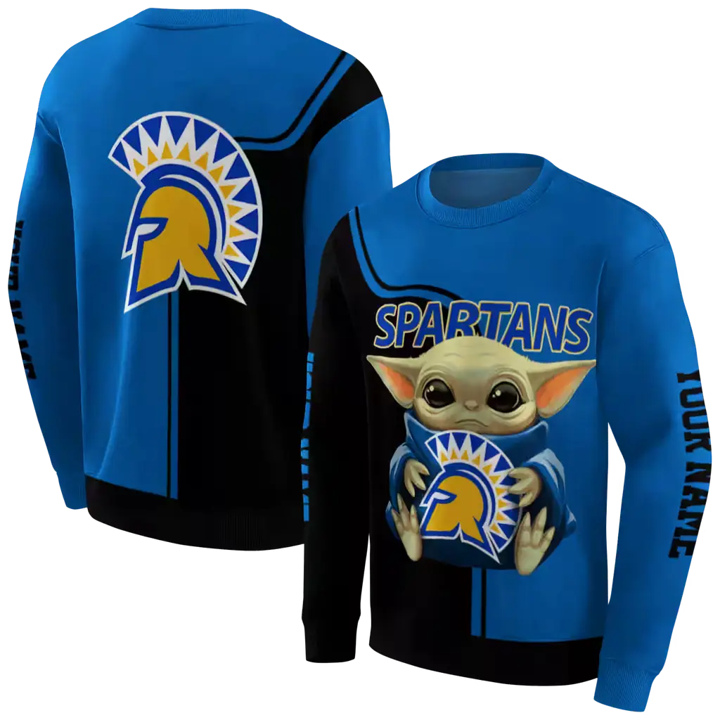 custom san jose state spartans baby yoda blue black hoodie premium grade custom san jose state spartans baby yoda blue black hoodie premium grade