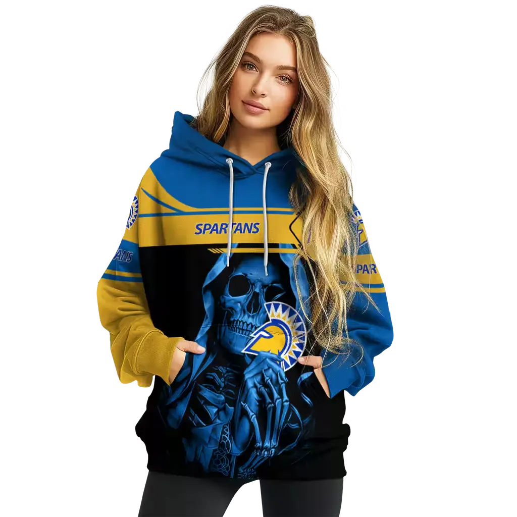 custom san jose state spartans grim reaper blue black hoodie high quality custom san jose state spartans grim reaper blue black hoodie high quality