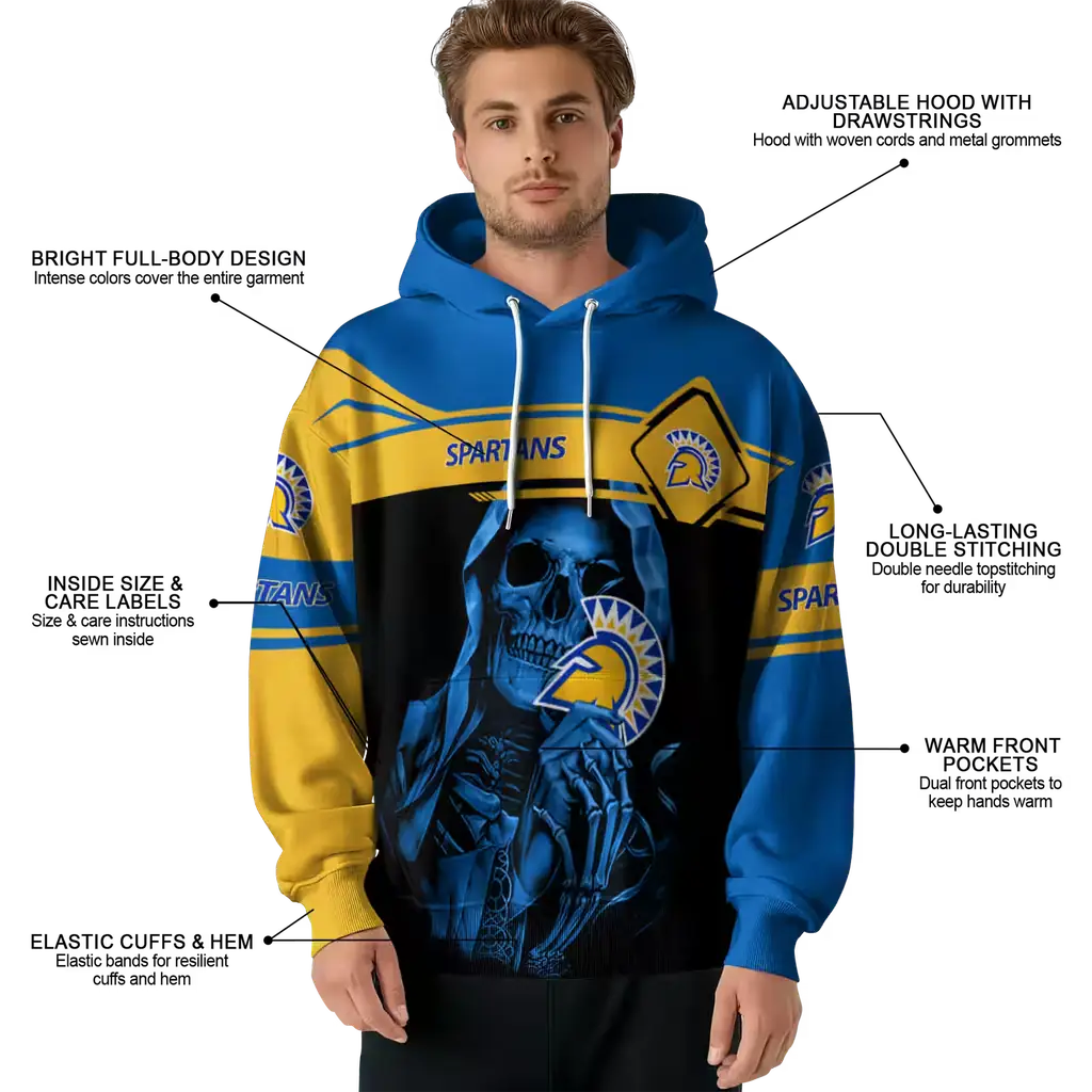 custom san jose state spartans grim reaper blue black hoodie latest model custom san jose state spartans grim reaper blue black hoodie latest model