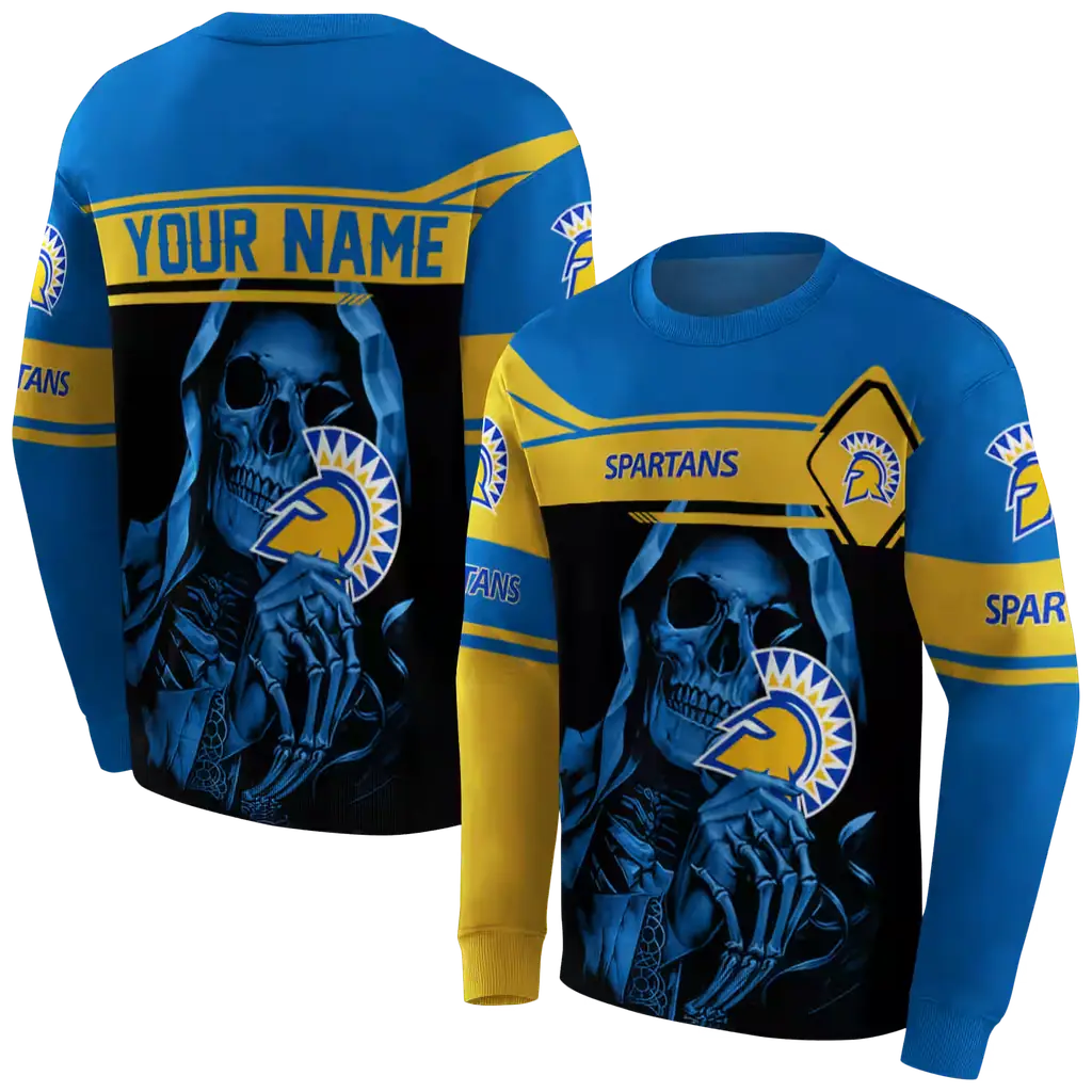 custom san jose state spartans grim reaper blue black hoodie premium grade custom san jose state spartans grim reaper blue black hoodie premium grade