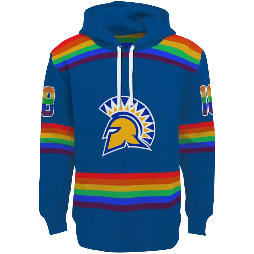 custom san jose state spartans rainbow stripes blue hoodie best selling custom san jose state spartans rainbow stripes blue hoodie best selling