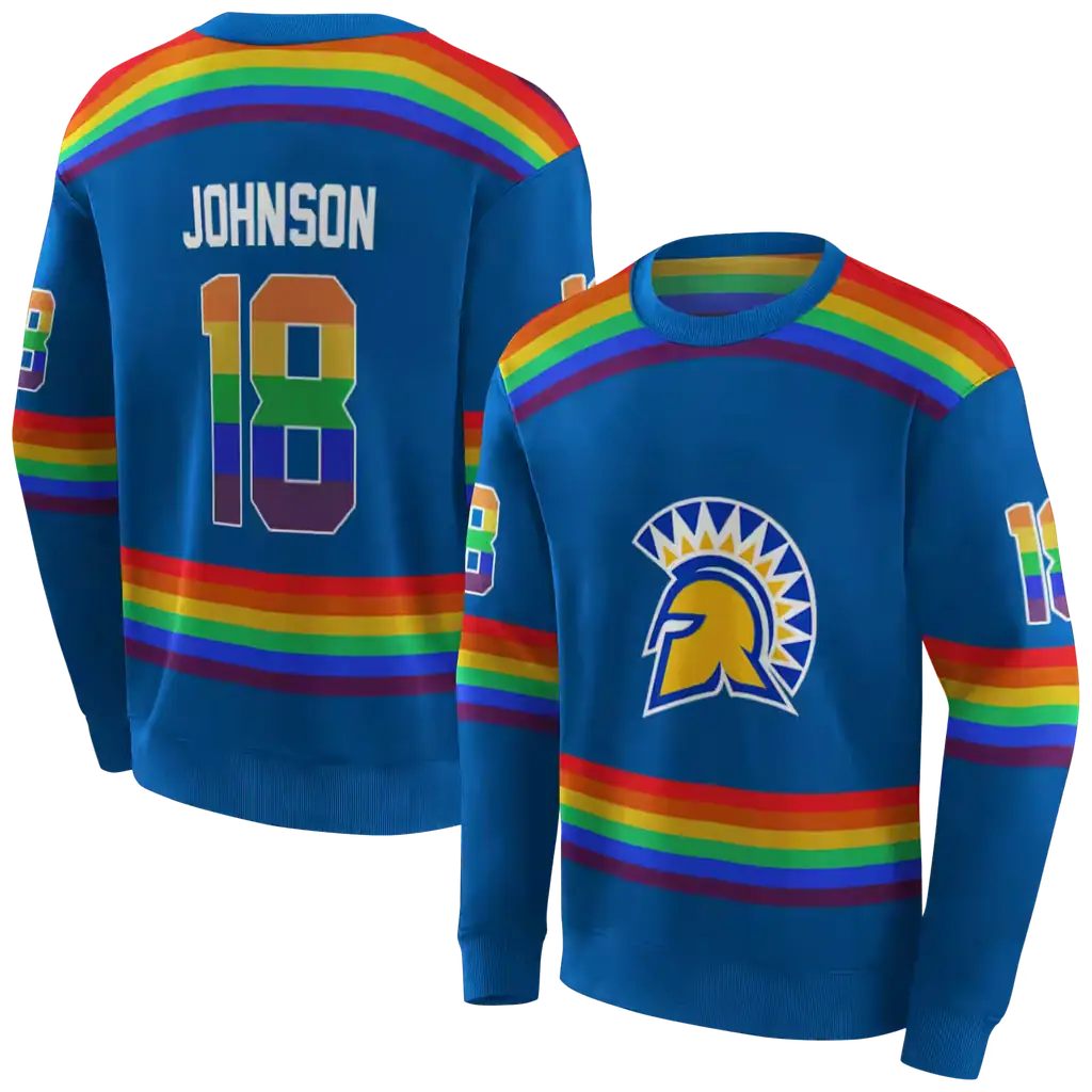 custom san jose state spartans rainbow stripes blue hoodie premium grade custom san jose state spartans rainbow stripes blue hoodie premium grade