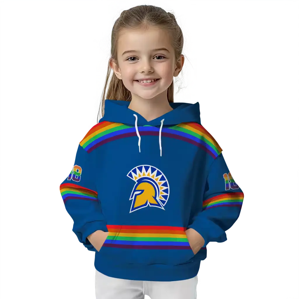 custom san jose state spartans rainbow stripes blue hoodie top rated custom san jose state spartans rainbow stripes blue hoodie top rated