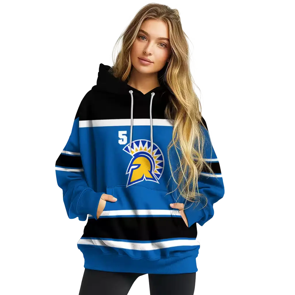 custom san jose state spartans striped pattern blue hoodie high quality custom san jose state spartans striped pattern blue hoodie high quality