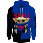 custom smu mustangs baby yoda blue black hoodie best selling