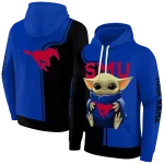 custom smu mustangs baby yoda blue black hoodie best selling