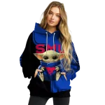 custom smu mustangs baby yoda blue black hoodie best selling