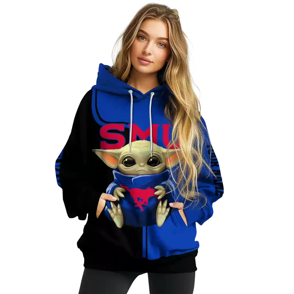 custom smu mustangs baby yoda blue black hoodie high quality custom smu mustangs baby yoda blue black hoodie high quality