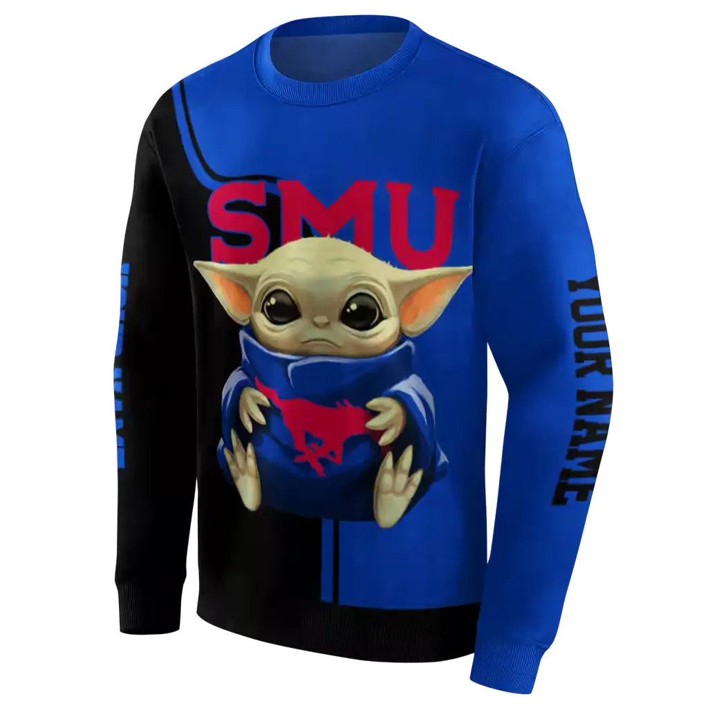 custom smu mustangs baby yoda blue black hoodie new arrival custom smu mustangs baby yoda blue black hoodie new arrival