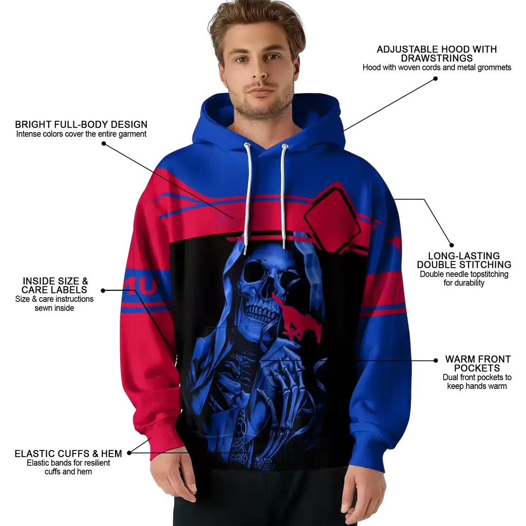 custom smu mustangs grim reaper blue black hoodie latest model custom smu mustangs grim reaper blue black hoodie latest model