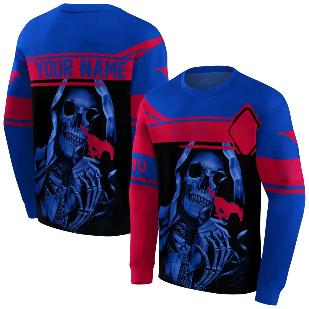 custom smu mustangs grim reaper blue black hoodie premium grade custom smu mustangs grim reaper blue black hoodie premium grade