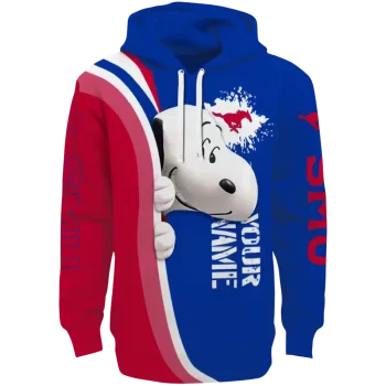 custom smu mustangs peeking snoopy blue hoodie best selling