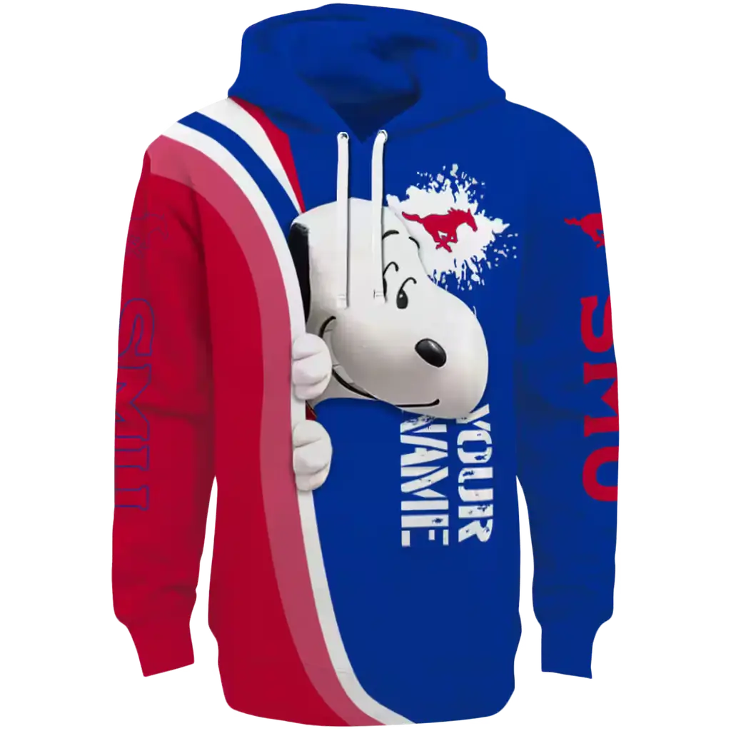 custom smu mustangs peeking snoopy blue hoodie best selling custom smu mustangs peeking snoopy blue hoodie best selling