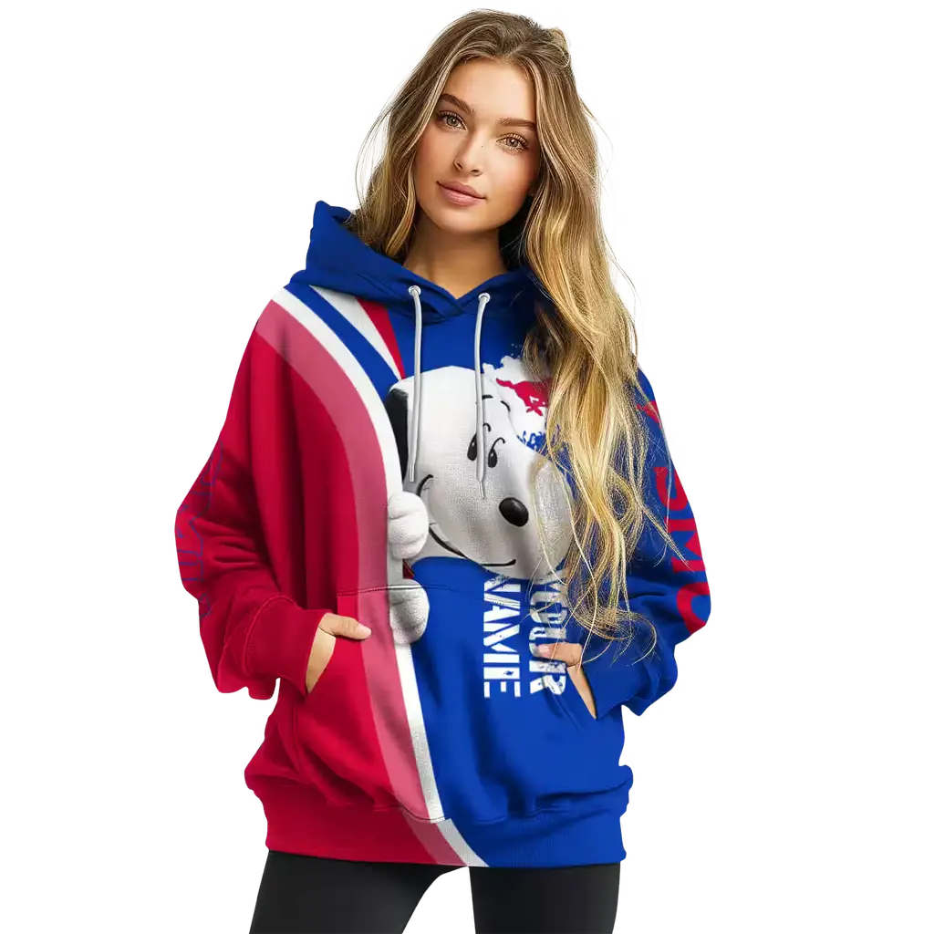custom smu mustangs peeking snoopy blue hoodie high quality custom smu mustangs peeking snoopy blue hoodie high quality