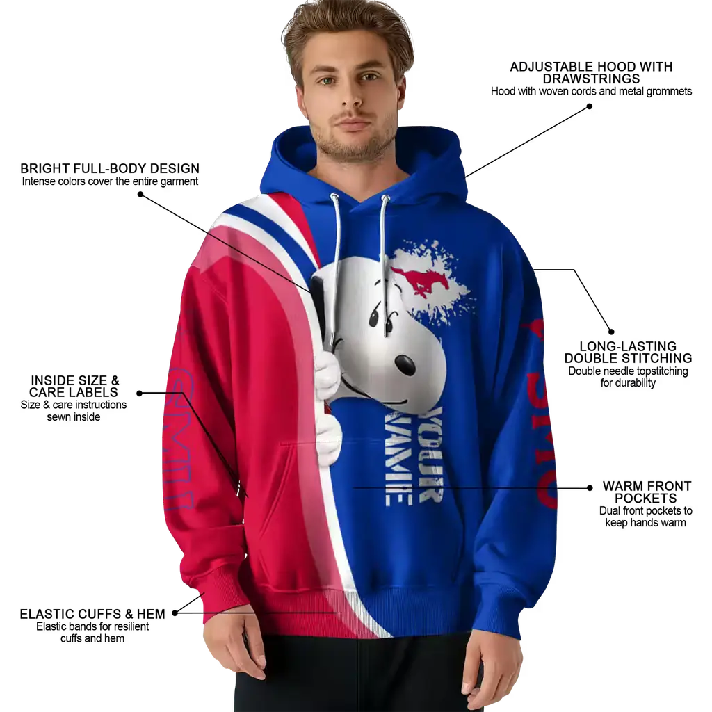 custom smu mustangs peeking snoopy blue hoodie latest model custom smu mustangs peeking snoopy blue hoodie latest model
