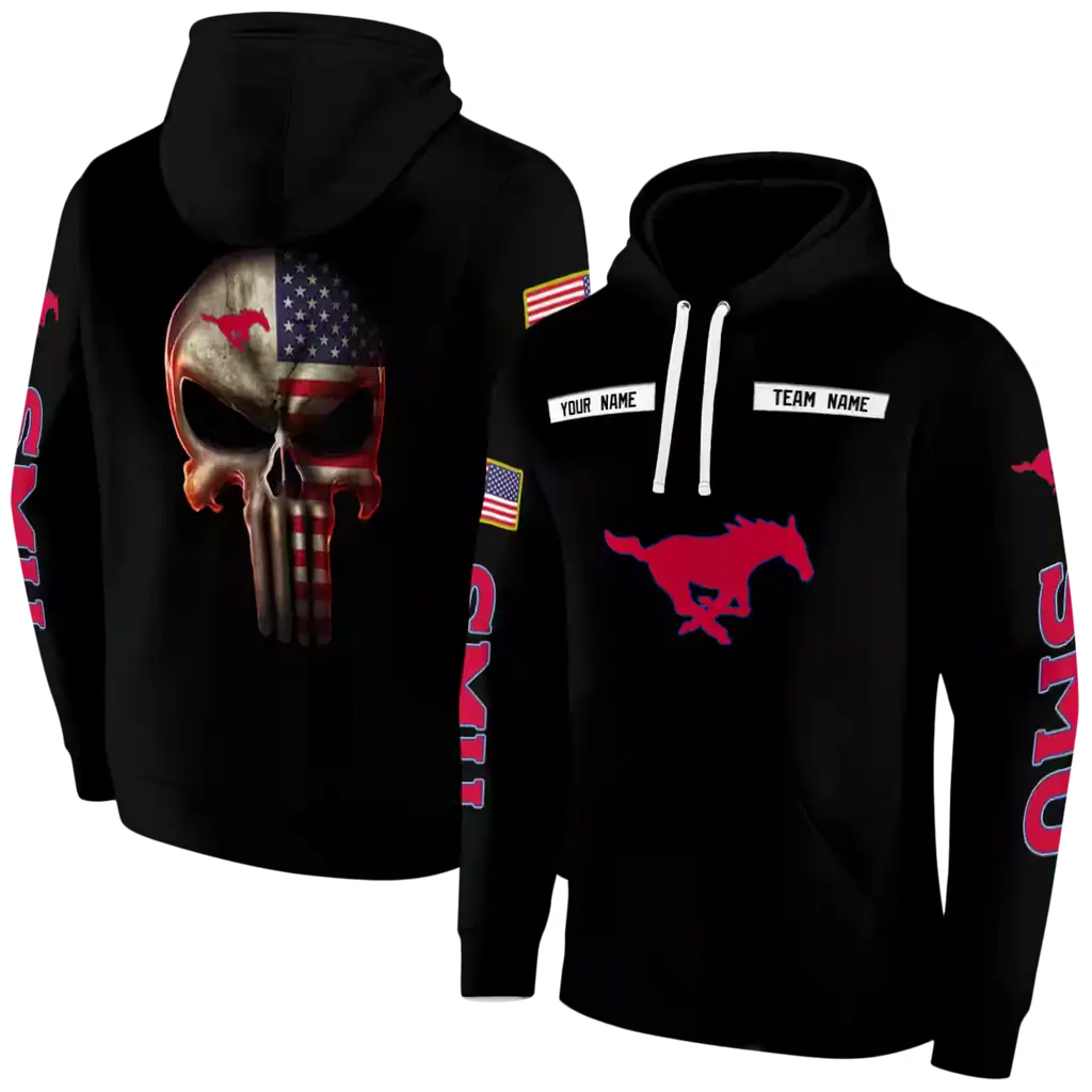 custom smu mustangs punisher skull black hoodie fashion forward custom smu mustangs punisher skull black hoodie fashion forward