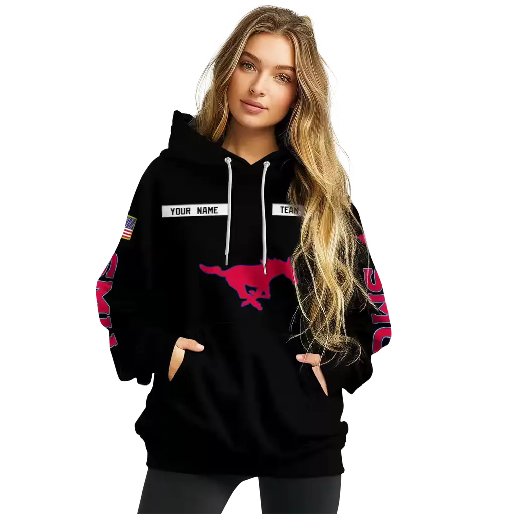 custom smu mustangs punisher skull black hoodie high quality custom smu mustangs punisher skull black hoodie high quality