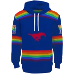 custom smu mustangs rainbow stripes blue hoodie best selling