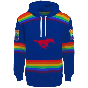 custom smu mustangs rainbow stripes blue hoodie best selling