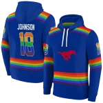 custom smu mustangs rainbow stripes blue hoodie best selling