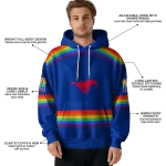 custom smu mustangs rainbow stripes blue hoodie best selling