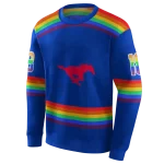 custom smu mustangs rainbow stripes blue hoodie best selling