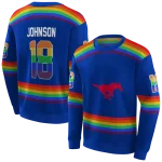 custom smu mustangs rainbow stripes blue hoodie best selling