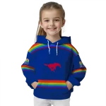 custom smu mustangs rainbow stripes blue hoodie best selling