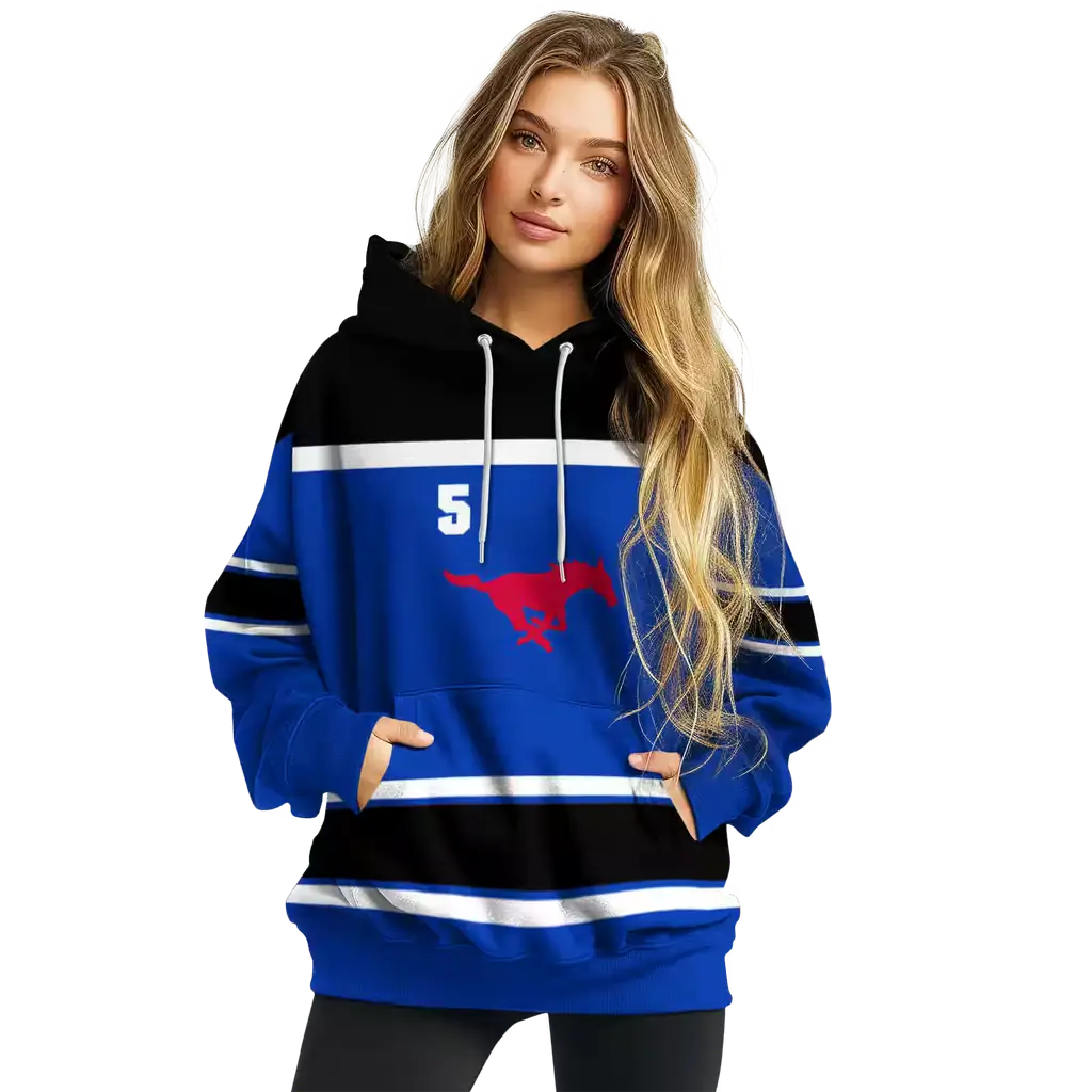 custom smu mustangs striped pattern blue hoodie high quality custom smu mustangs striped pattern blue hoodie high quality