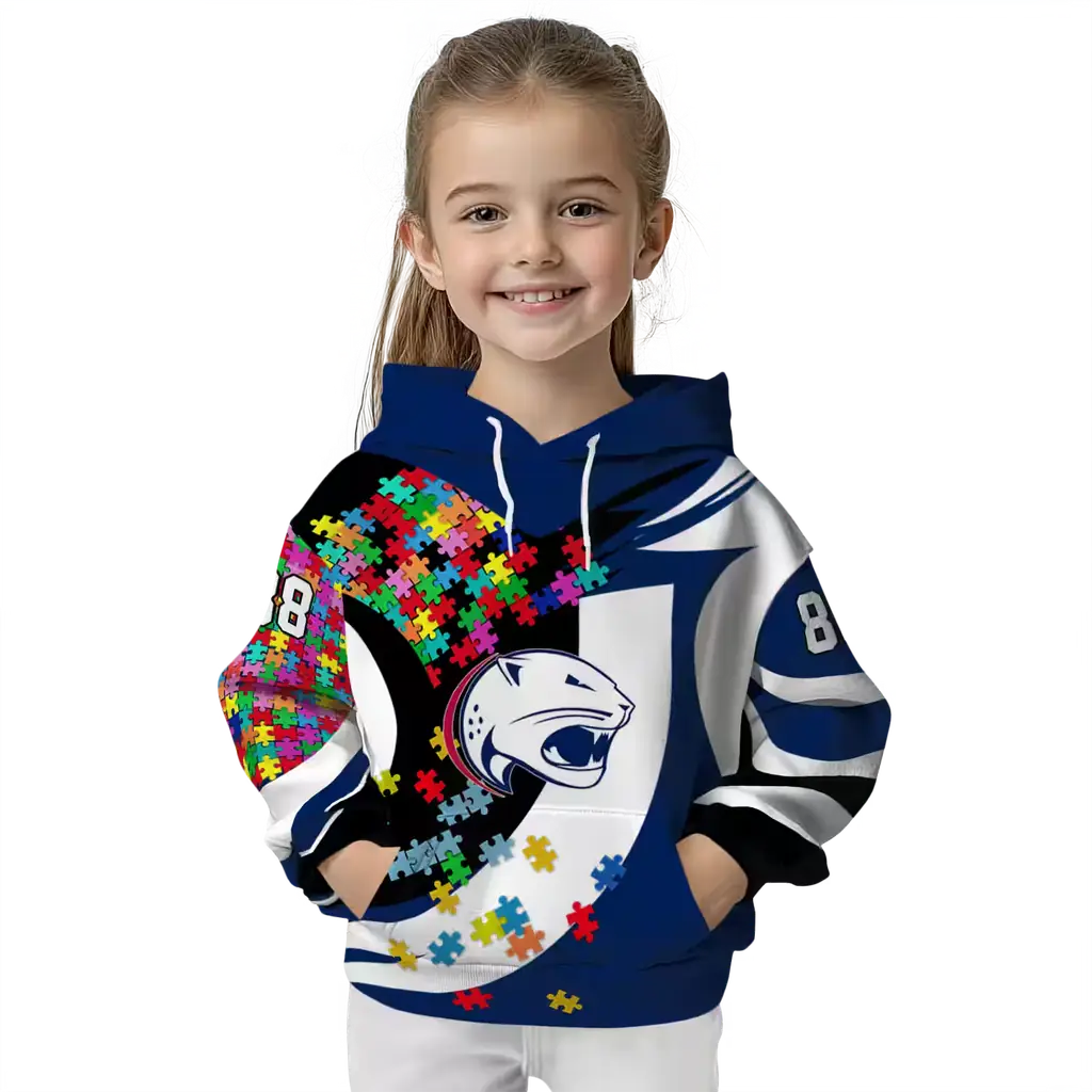 custom south alabama jaguars puzzle pieces blue hoodie top rated custom south alabama jaguars puzzle pieces blue hoodie top rated